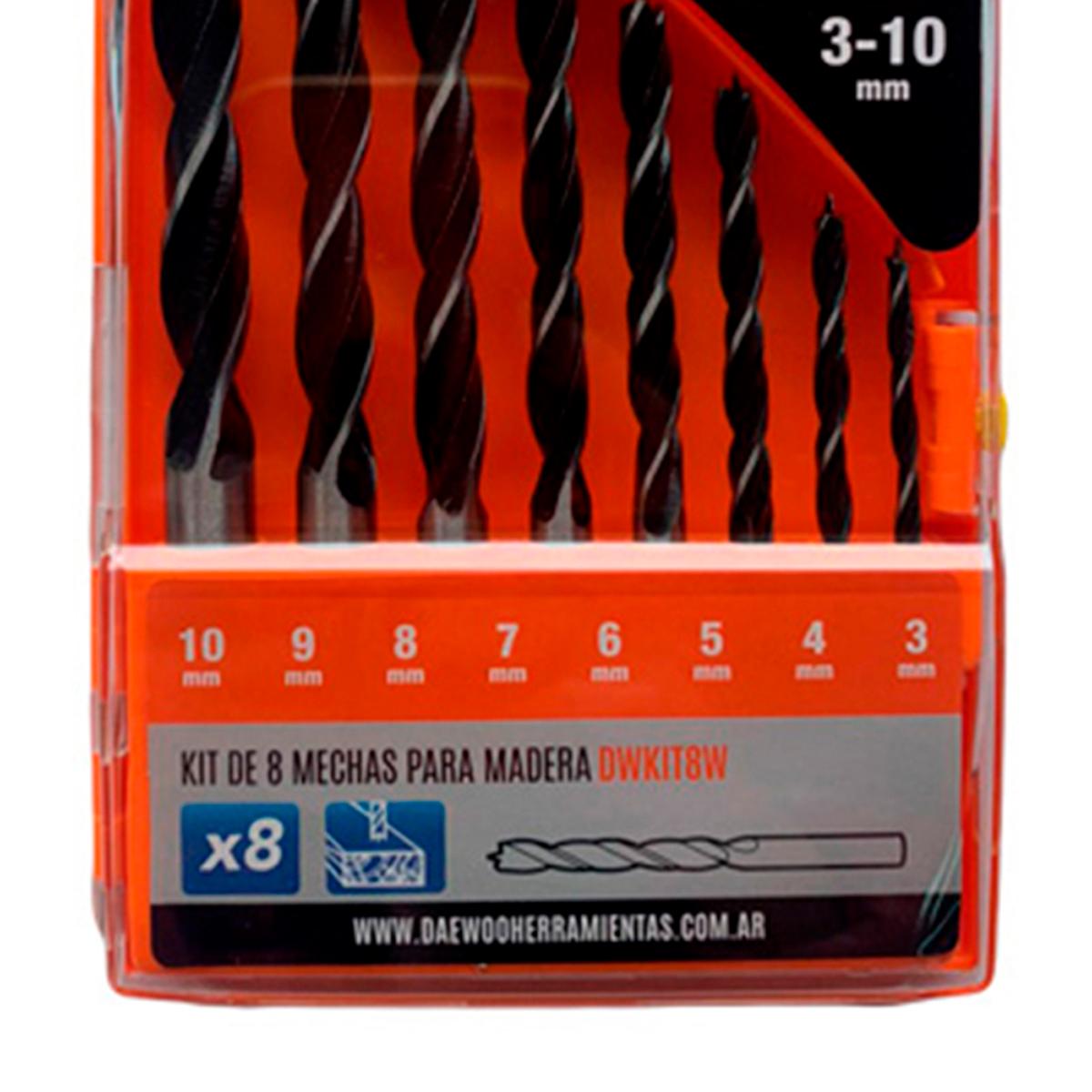 Kit De 8 Mechas Para Madera Daewoo DWKIT8W